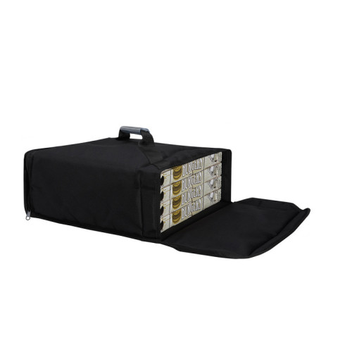 Bolsa térmica para pizza 50x50x25 cm SEMIRRÍGIDA con cierre magnético y doble apertura delantera/trasera.